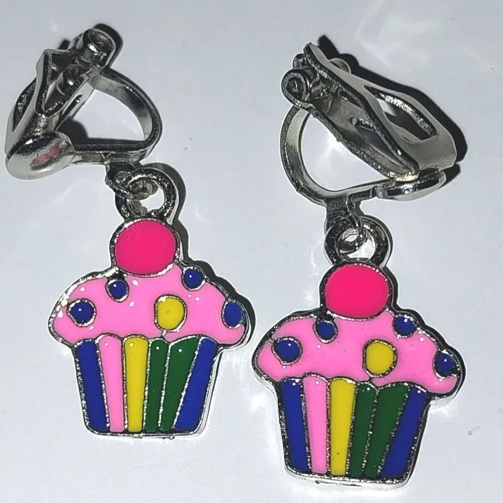 Beautiful cupcake  fashion clip-on kids earrings